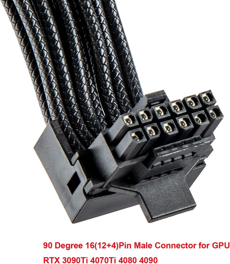 JOYJOM 12VHPWR 90 Degree Adapter to 2X 8Pin: 16AWG 16 PIN GPU Right Angle PCI-E 5.0 Extension for for Graphic Card GPU 12+4pin RTX 3090Ti 4070Ti 4080 4090 (Type B) - Image 3